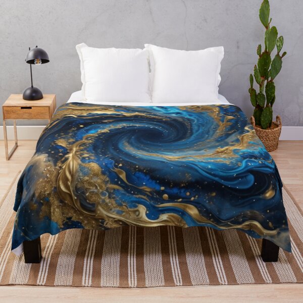 Item preview, Blue Gold Abstract Fluid Swirl designed and sold by Pioneer Spirit Market.