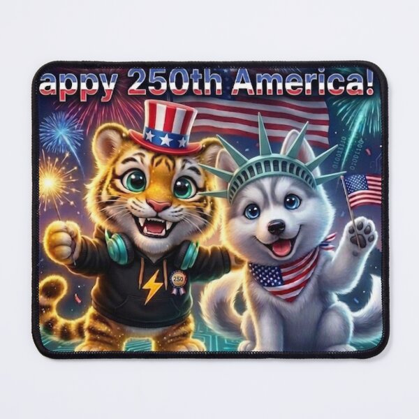 Item preview, 4th of July AI Human Art — Tiger Wolf Pup 250 Years Freedom — NeoTigLuna designed and sold by NeoTigLuna.