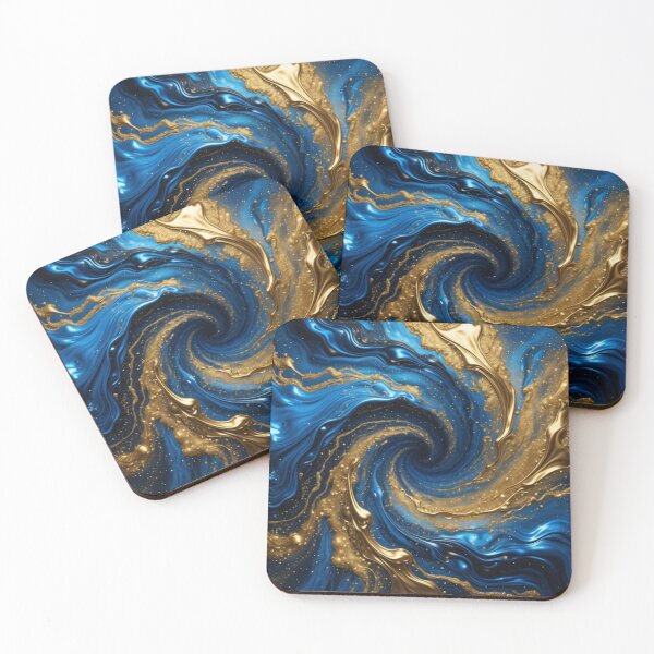 Item preview, Blue Gold Metallic Fluid Swirl designed and sold by Pioneer Spirit Market.