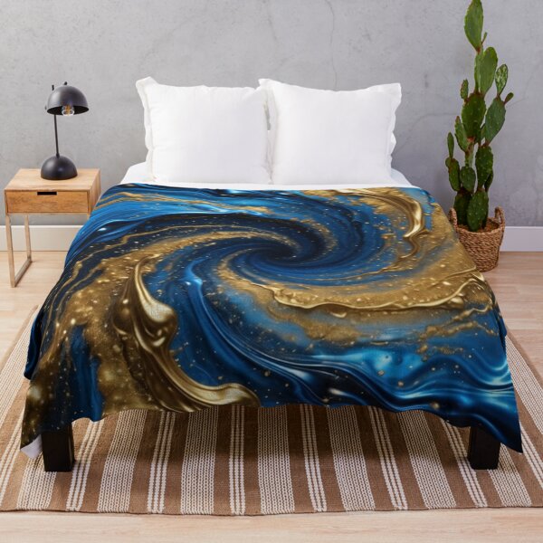 Item preview, Blue Gold Metallic Fluid Swirl designed and sold by Pioneer Spirit Market.