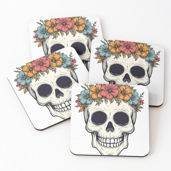 Item preview, Skull with flowers designed and sold by Oorviart.