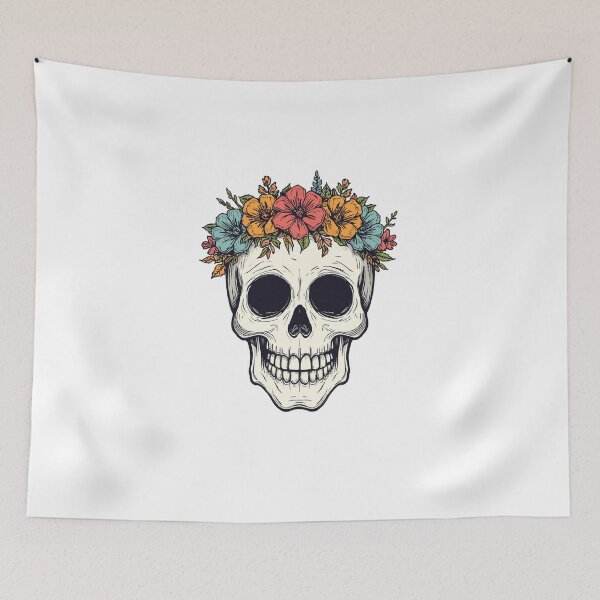 Item preview, Skull with flowers designed and sold by Oorviart.