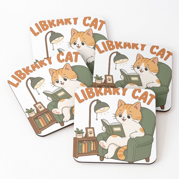 Item preview, Library Cat Reading Book Cute Cat Lover Illustration designed and sold by banglalook.