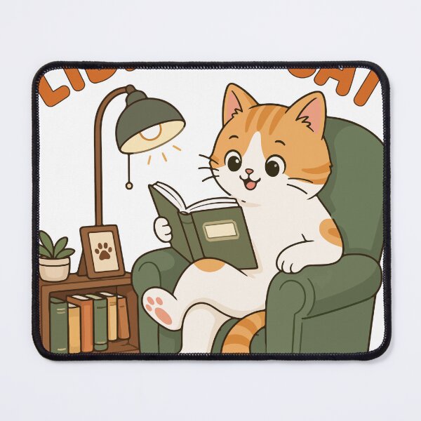 Item preview, Library Cat Reading Book Cute Cat Lover Illustration designed and sold by banglalook.