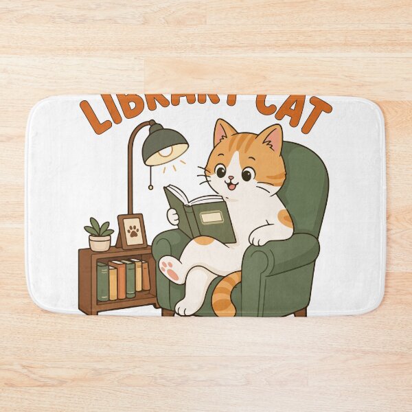 Item preview, Library Cat Reading Book Cute Cat Lover Illustration designed and sold by banglalook.