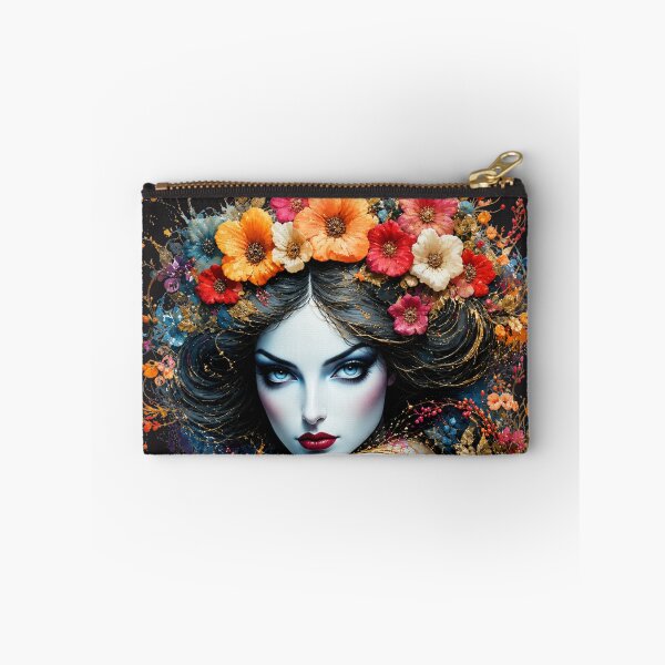 Item preview, Dark Hair Art Nouveau Queen - Fiery Red Floral Portrait designed and sold by KrzysztofART.
