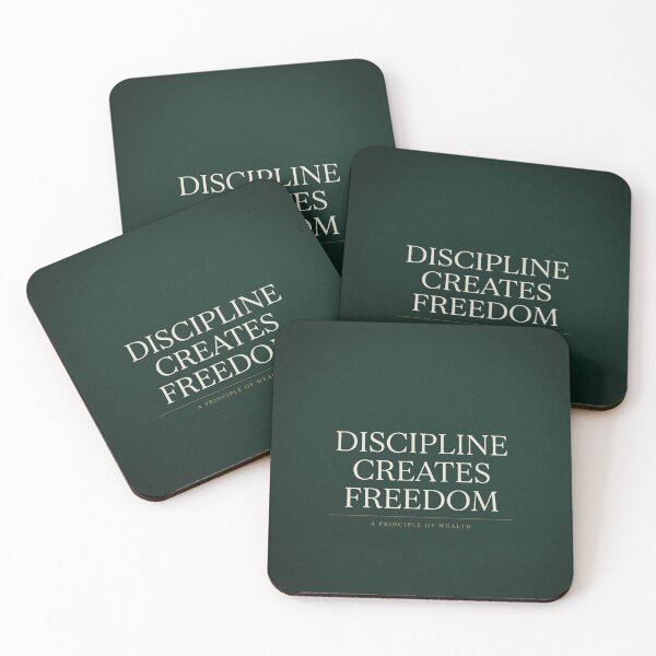 Item preview, Discipline Creates Freedom | Luxury Dark Green Wealth Quote Print | Minimalist Finance Motivation Poster designed and sold by Zaramodo.