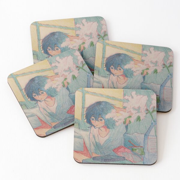 Item preview, Cozy Blue Hair Anime Character in Bed Drawing designed and sold by SunsetEchoes.