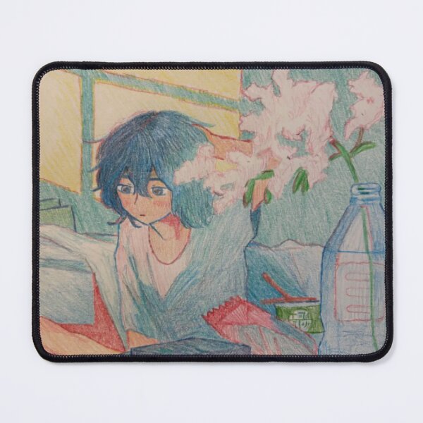 Item preview, Cozy Blue Hair Anime Character in Bed Drawing designed and sold by SunsetEchoes.