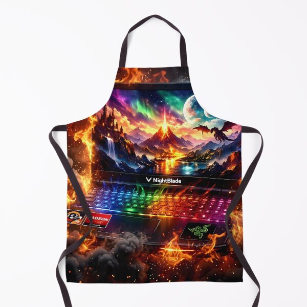 Item preview, Explosive RGB Lights gaming laptop engulfed in flames designed and sold by crayonpixels.