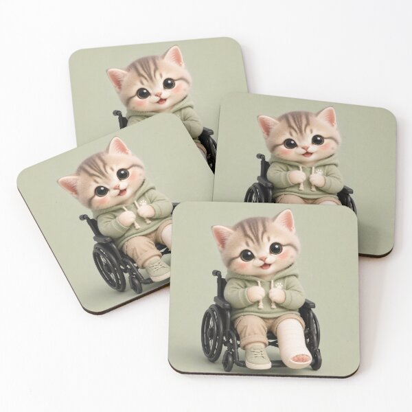Item preview, Cute Kitten in Wheelchair Kawaii Cat Art designed and sold by dreamybyana.