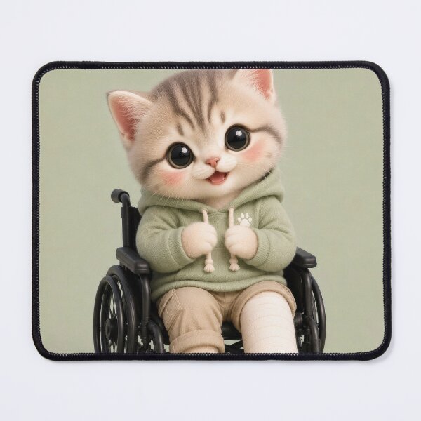 Item preview, Cute Kitten in Wheelchair Kawaii Cat Art designed and sold by dreamybyana.