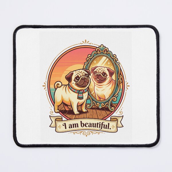 Item preview, I Am Beautiful Pug Mirror Self Love Cute Dog Owner Aesthetic designed and sold by ZAKE-store.