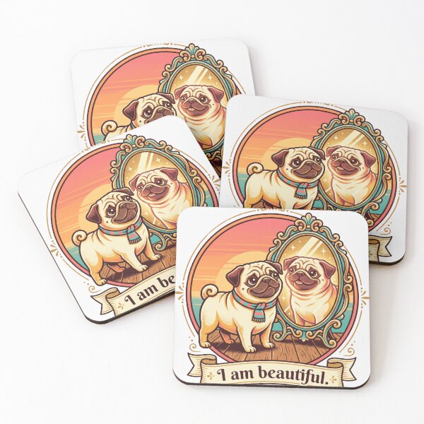 Item preview, I Am Beautiful Pug Mirror Self Love Cute Dog Owner Aesthetic designed and sold by ZAKE-store.