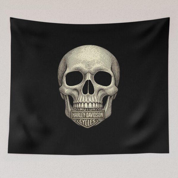 Item preview, Vintage Skull Harley Motorcycle Emblem designed and sold by Korona Biker Art.
