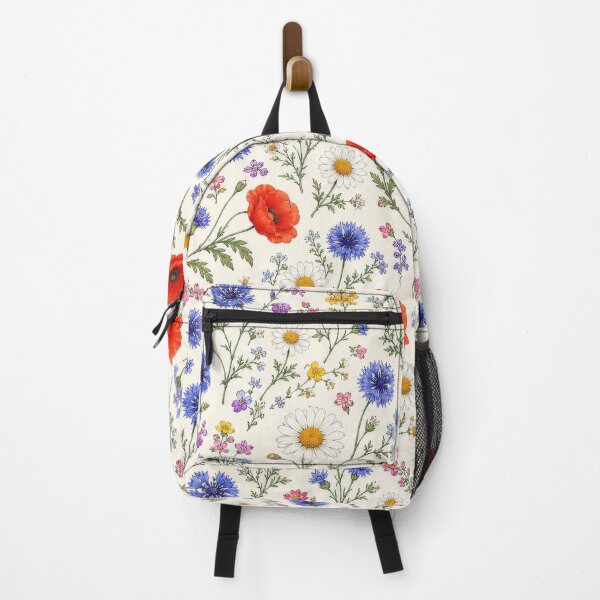 Item preview, Vintage Wildflower Pattern with Red Poppies, Blue Cornflowers & White Daisies | Botanical Cottagecore Floral Design designed and sold by Kate1art.