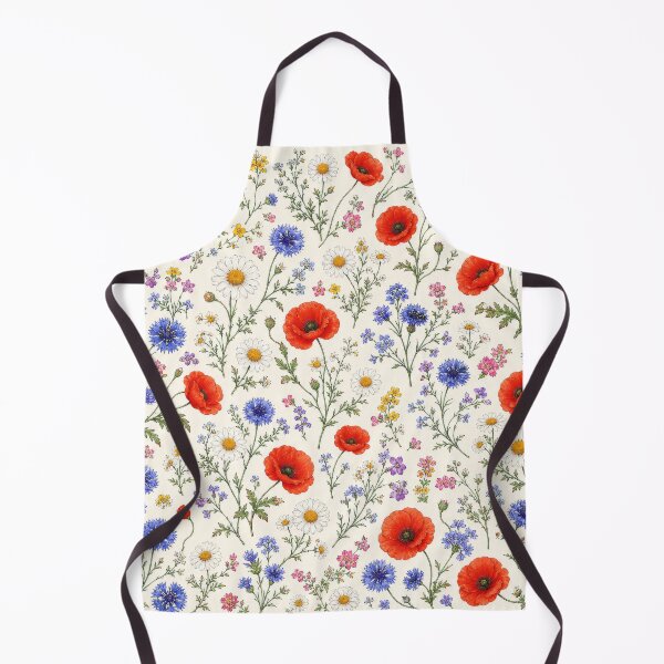 Item preview, Vintage Wildflower Pattern with Red Poppies, Blue Cornflowers & White Daisies | Botanical Cottagecore Floral Design designed and sold by Kate1art.