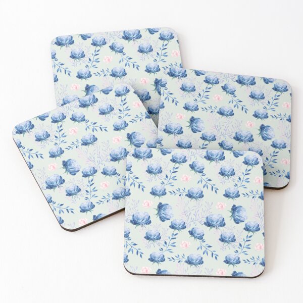 Item preview, Soft Blue Peony Garden Watercolor Seamless Floral Pattern designed and sold by Formvia Studio.