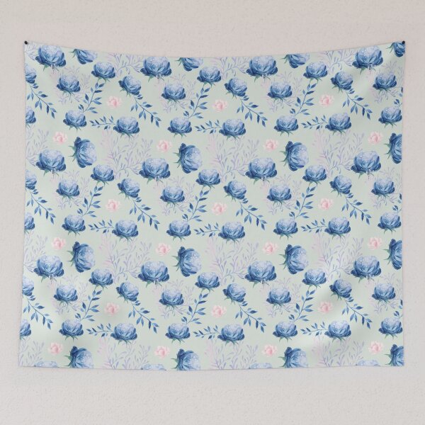 Item preview, Soft Blue Peony Garden Watercolor Seamless Floral Pattern designed and sold by Formvia Studio.