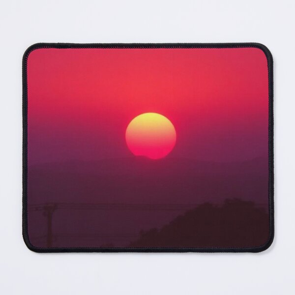 Item preview, Vibrant Crimson Sunset over Mountain Silhouette – Editorial Landscape designed and sold by Zaramodo.