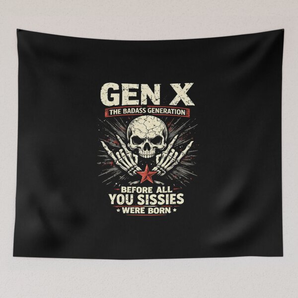 Item preview, Gen X The Badass Generation Vintage Skull designed and sold by LunaMagicStudio.