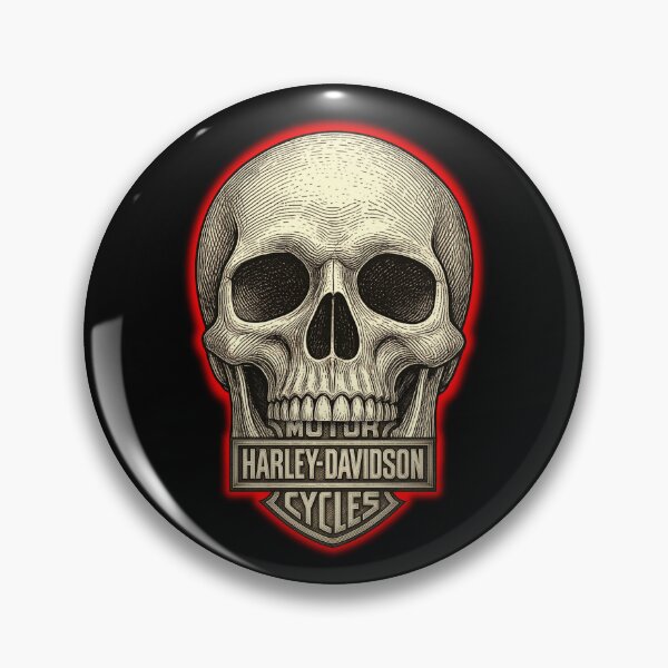 Item preview, Vintage Skull Harley Motorcycle Emblem with red designed and sold by mnurkowski.