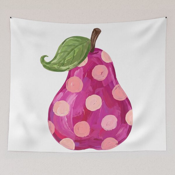 Item preview, Whimsical Pink Polka Dot Pear Art designed and sold by tahminsdesign25.
