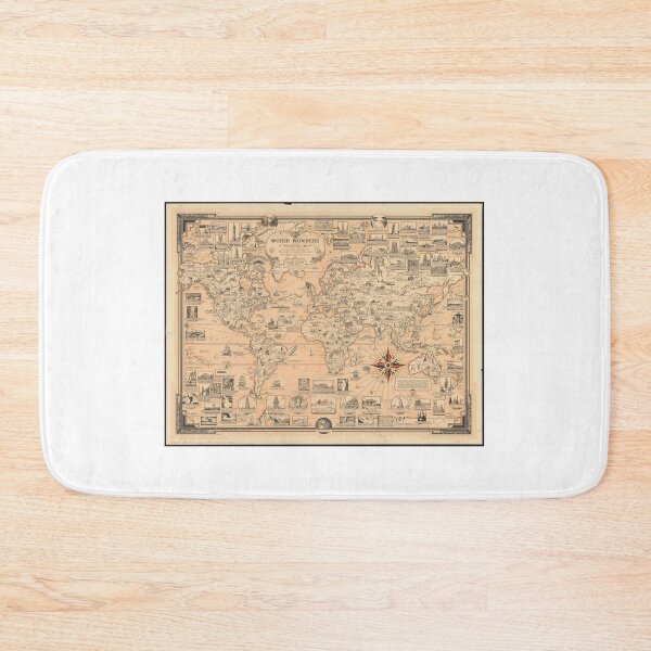 Item preview, World Wonders Vintage Pictorial Map Print designed and sold by Bart4jesus.