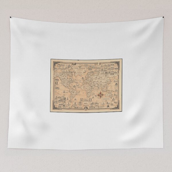 Item preview, World Wonders Vintage Pictorial Map Print designed and sold by Bart4jesus.