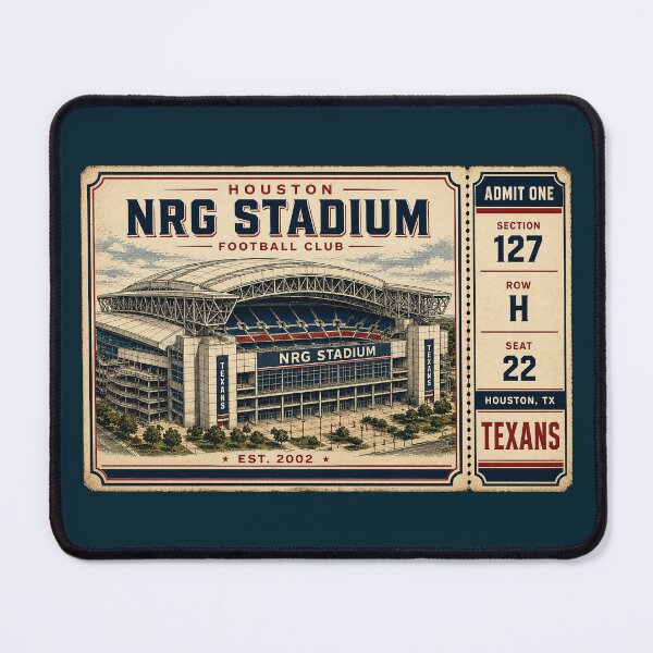 Artikelvorschau, Vintage-Ticket für das NRG Stadium der Houston Texans, Retro-Footballstadion-Kunst entworfen und verkauft von GhostDawgs.