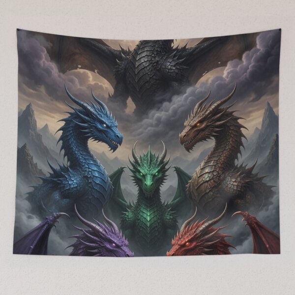 Item preview, Group of Colorful Dragons Epic Fantasy designed and sold by Pioneer Spirit Market.