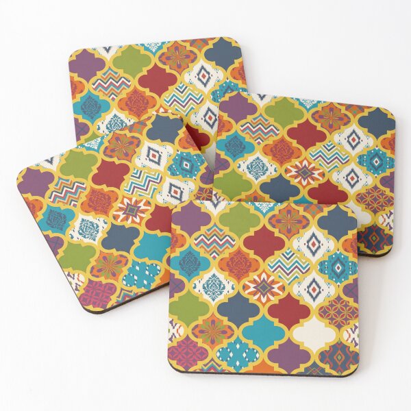 Item preview, Vibrant Moroccan Quatrefoil Patchwork Surface Pattern designed and sold by arteresting-art.