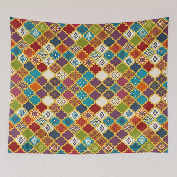 Item preview, Vibrant Moroccan Quatrefoil Patchwork Surface Pattern designed and sold by arteresting-art.