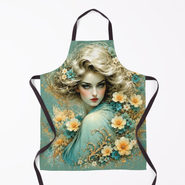 Item preview, Mint Teal Nouveau Goddess - Champagne Blonde Floral Art designed and sold by KrzysztofART.
