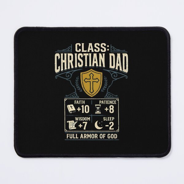 Item preview, Gamer Christian Dad T-Shirt - Black Vintage RPG Character Class designed and sold by Faith Level Up.