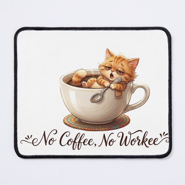 Item preview, Funny Sleepy Cat in Coffee Cup No Coffee No Workee designed and sold by sanorastyle.