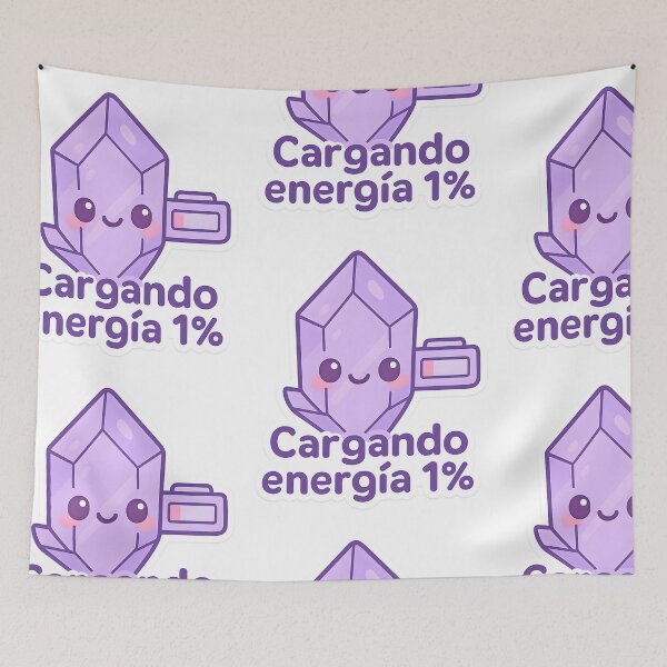 Item preview, Charging 1% — Kawaii Crystal with Low Battery, Spiritual Mood Sticker designed and sold by MildlyCosmic.
