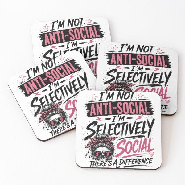 Item preview, I'm Not Anti-Social I'm Selectively Social Funny Skull Graphic designed and sold by INKRebelGraphic.