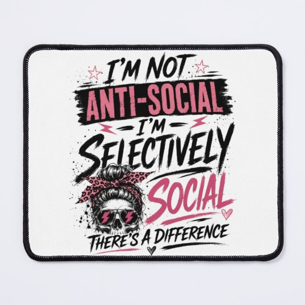 Item preview, I'm Not Anti-Social I'm Selectively Social Funny Skull Graphic designed and sold by INKRebelGraphic.