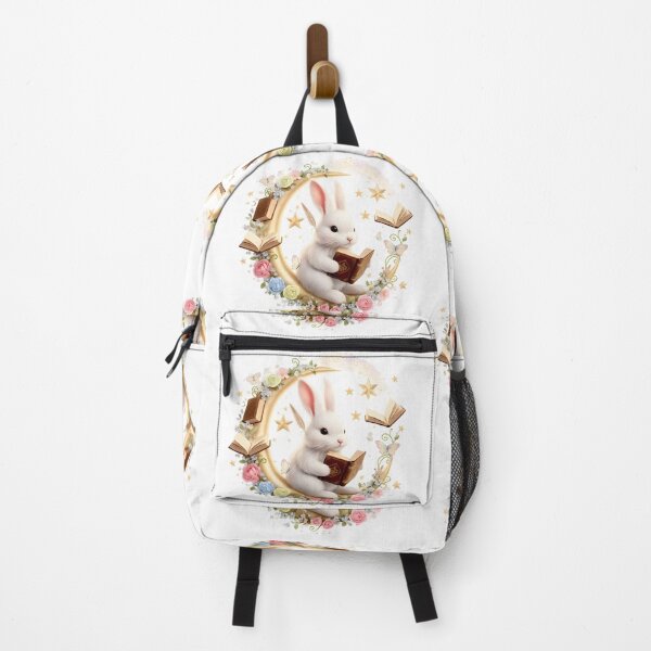 Item preview, Moonlit Bunny Reader | Magical Book Lover Cottagecore Art designed and sold by Clothes With Smiling Animals Walt Gral.