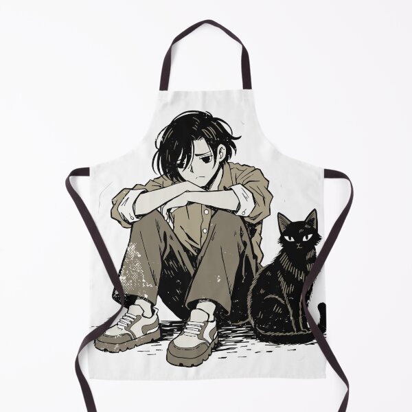 Item preview, Retro Sad Anime Boy With Black Cat Sticker designed and sold by inkfusionhub99.