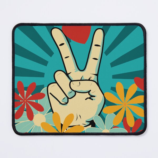Item preview, Peace and Love Pop Art – Retro Green and Teal Graphic Illustration designed and sold by StefanStudioArt.