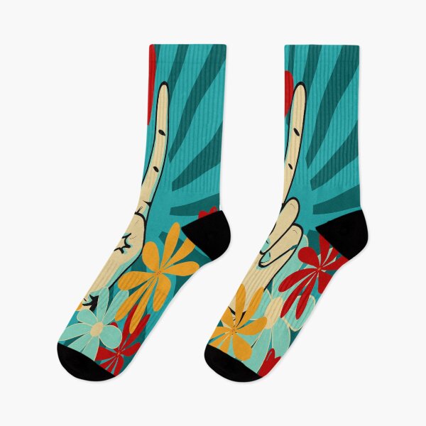 Item preview, Peace and Love Pop Art – Retro Green and Teal Graphic Illustration designed and sold by StefanStudioArt.