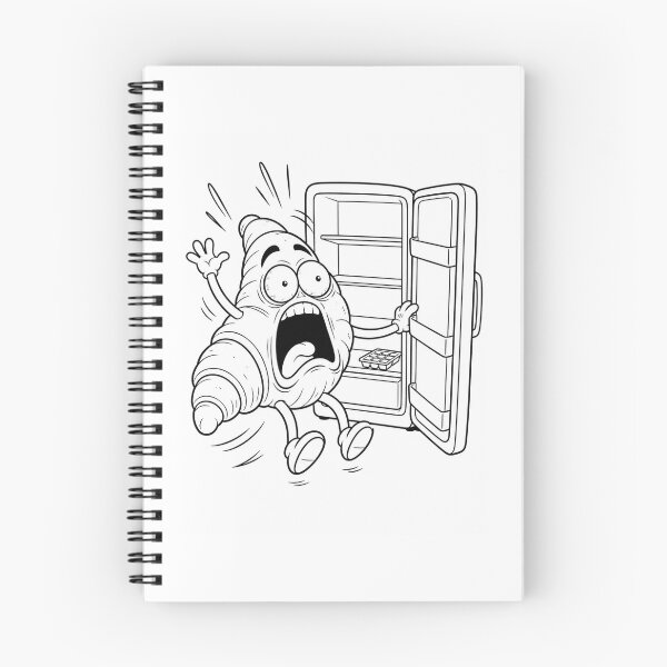 Item preview, Midnight Fridge Betrayal Funny Croissant Cartoon Empty Fridge Horror designed and sold by ComedyInkFactor.