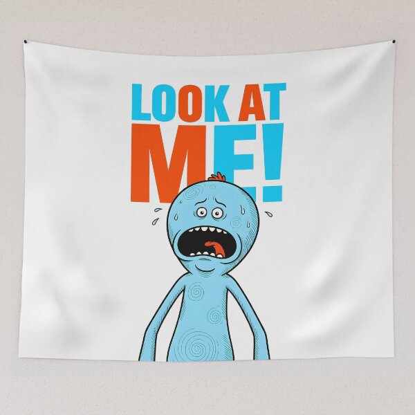 Item preview, Mr Meeseeks Look At Me Bold Colorful Art designed and sold by Dhenin Studio.