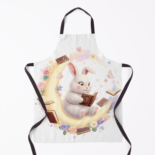Artikelvorschau, Moonlit Bunny Reader | Magische Buchliebhaberin Cottagecore-Kunst entworfen und verkauft von Clothes With Smiling Animals Walt Gral.