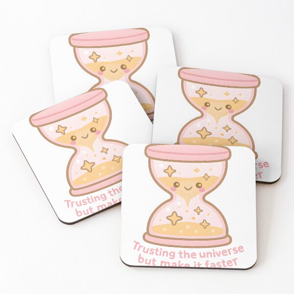 Item preview, Trusting the Universe But Make It Faster — Cute Hourglass Kawaii, Spiritual Humor Sticker designed and sold by MildlyCosmic.