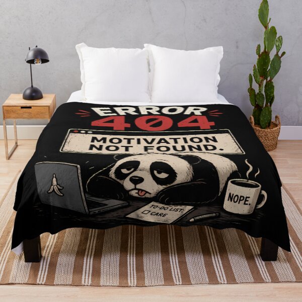 Item preview, Error 404 Motivation Not Found Lazy Panda designed and sold by Linework Studio.