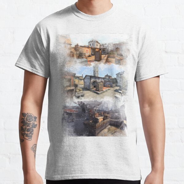 Dust 2 Inferno and Overpass Watercolour CSGO Map Poster Classic T-Shirt