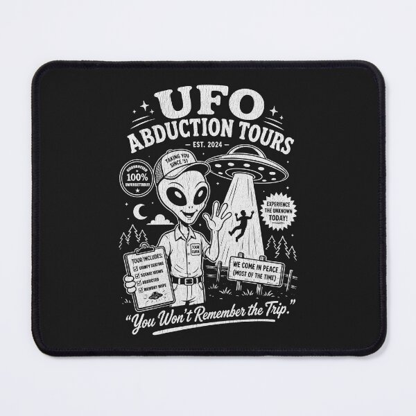 Item preview, UFO Abduction Tours Funny Alien guide designed and sold by CamaleonDesigns.